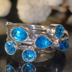 Blue Quartz multi-gem handcrafted ring